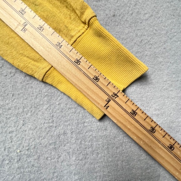 Jungmaven Hemp Organic Cotton Henley Shirt Men XS Mustard Yellow Long Sleeve USA - Picture 8 of 13